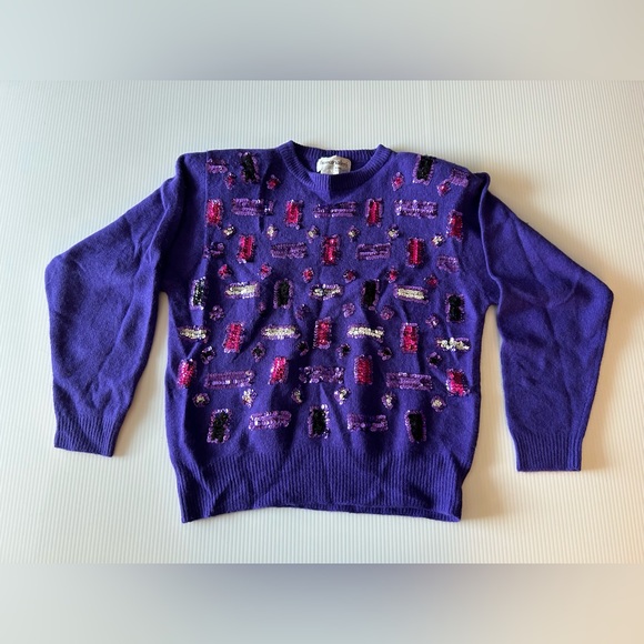 Vintage Vibrant Purple Embellished Sweater - Picture 6 of 6